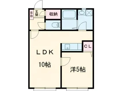 エステート京塚(1LDK/2階)の間取り写真