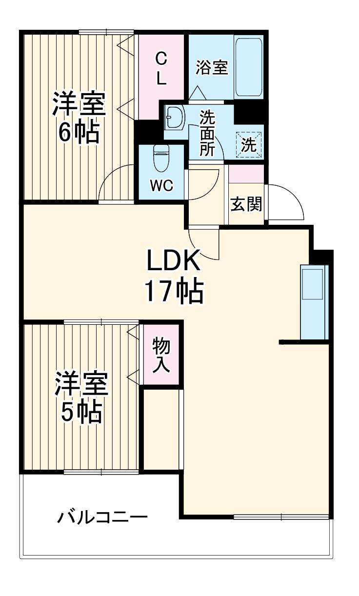 ヴァンベール富士美(2LDK/1階)の間取り写真