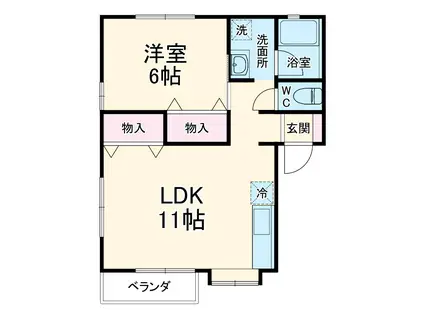 ラフィーネ佐鳴(1LDK/2階)の間取り写真