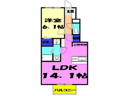 サンストリーム(1LDK/2階)の間取り写真