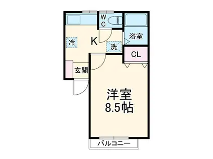 ファイブミニッツ(1K/1階)の間取り写真