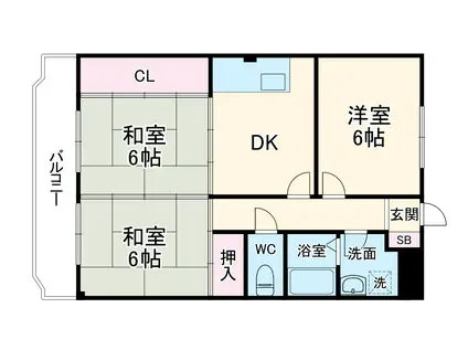 紫雲荘ビル(3DK/2階)の間取り写真