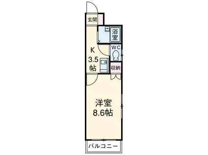 GATHERK(1K/2階)の間取り写真