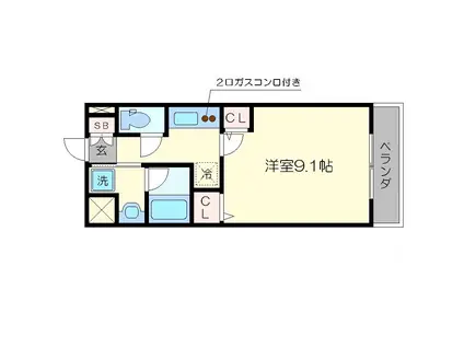 フォース三条(1K/4階)の間取り写真