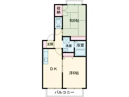 ヨークS(2DK/2階)の間取り写真