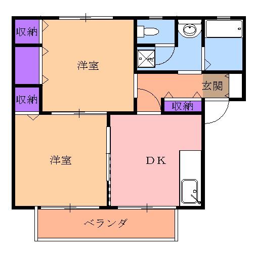 グリムハウス(2DK/2階)の間取り写真