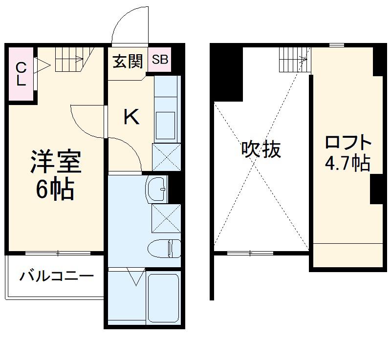 OLD TOWN(1K/2階)の間取り写真