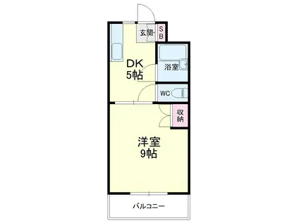 サンバードⅠ(1DK/3階)の間取り写真