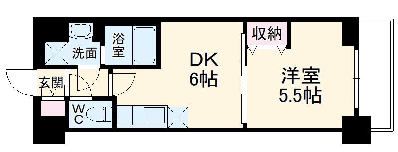 ベラジオ雅び京都西院(1DK/2階)の間取り写真