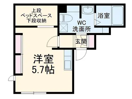 ハルカス川口(1K/1階)の間取り写真