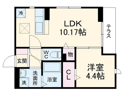 フラーリッシュ(1LDK/1階)の間取り写真