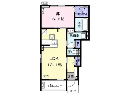 フォルトゥーナⅢ(1LDK/1階)の間取り写真