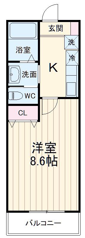 キャメル浦和美園Ⅳ(1K/1階)の間取り写真