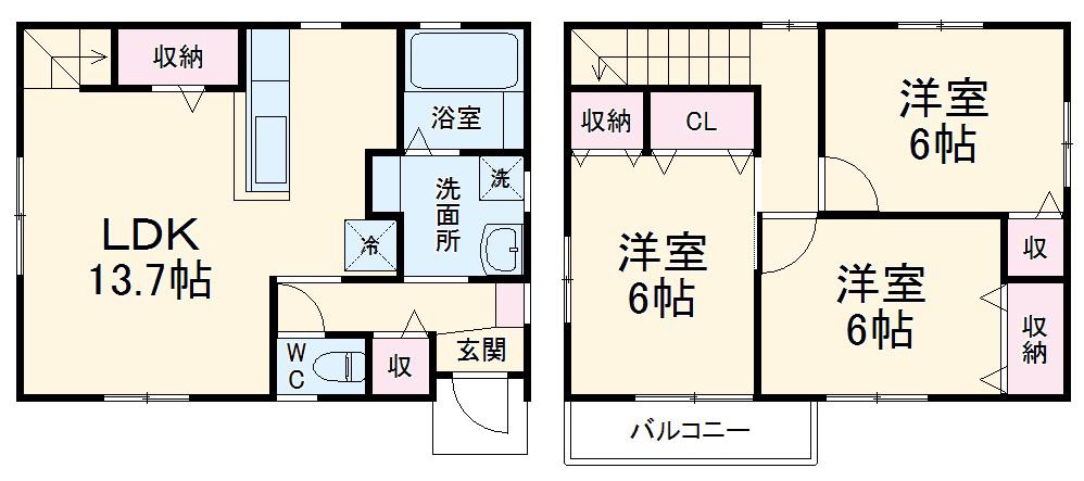 近鉄名古屋線 伊勢朝日駅 徒歩15分 2階建 築5年(3LDK)の間取り写真