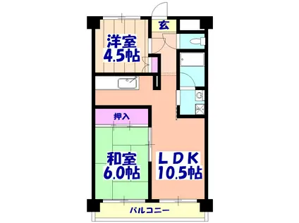 MⅡビルディング(2LDK/6階)の間取り写真