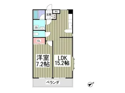 ファーストヒルズⅡ(1LDK/2階)の間取り写真
