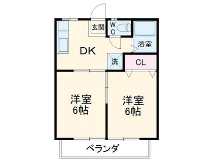 ニューまるたか(2DK/2階)の間取り写真