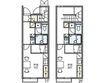 レオパレスプラシード竹丘Ⅱ(1K/1階)の間取り写真