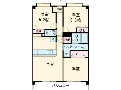 エヴァーグリーン瑞江Ⅲ(2LDK/1階)の間取り写真