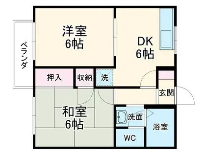 リバーサイド大竹(2DK/1階)の間取り写真