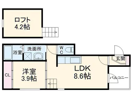 オリーブガーデン蛍池(1SLDK/2階)の間取り写真
