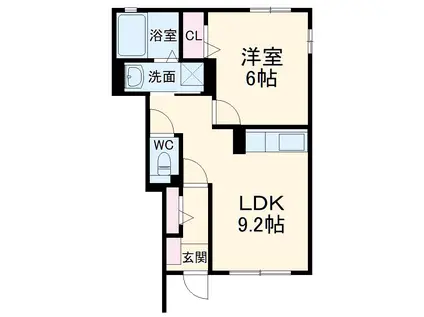 リレア学園南(1LDK/1階)の間取り写真