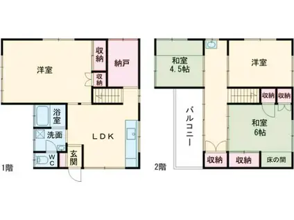 東京地下鉄有楽町線 地下鉄成増駅 徒歩10分 2階建 築50年(4SLDK)の間取り写真