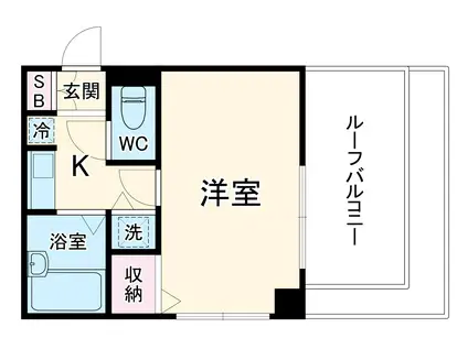 フェースタワーⅢ(1K/4階)の間取り写真