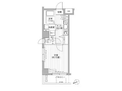 カーサ神明山田(1K/3階)の間取り写真