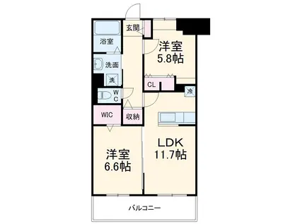 石田シティ新都心(2LDK/1階)の間取り写真
