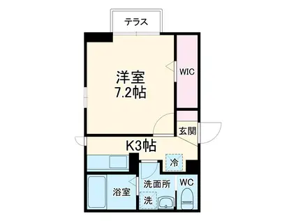 フルーム(1K/1階)の間取り写真