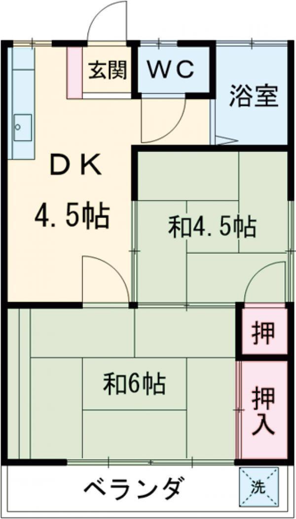 コーポ吉野(2DK/2階)の間取り写真