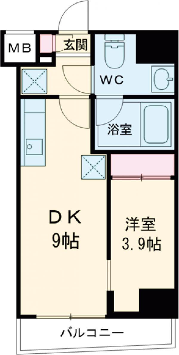 アーバネックス西新宿Ⅱ(1DK/2階)の間取り写真