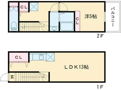プライムガーデン千歳烏山(1LDK/2階)の間取り写真