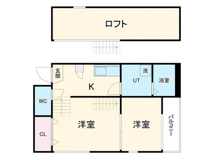 ハーモニーガーデン(2K/2階)の間取り写真