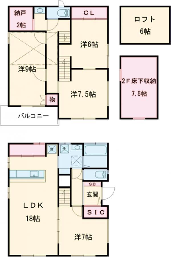 東北本線 岡本駅(栃木) 徒歩42分 2階建 築10年(4SLDK)の間取り写真