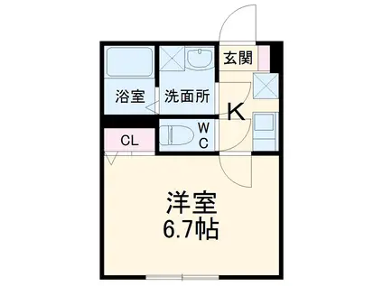 エスコート松戸新田(1K/2階)の間取り写真