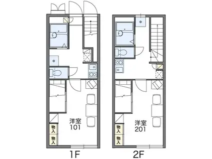 レオパレスVILLAGE(1K/1階)の間取り写真