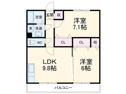 コンフォールOHSHITA(2LDK/2階)の間取り写真