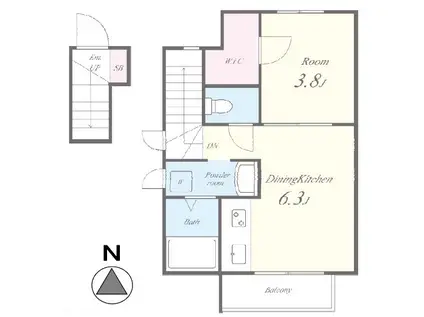 シャルマンIKEDA(1DK/2階)の間取り写真
