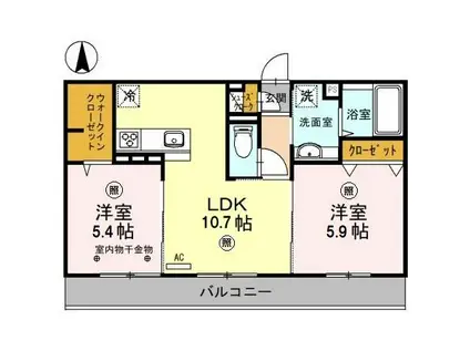 スリーシップ(2LDK/2階)の間取り写真