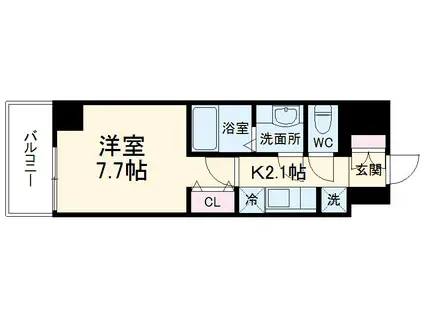 オークスURAWA(1K/3階)の間取り写真
