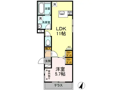ロッシュマン フリーゼ(1LDK/1階)の間取り写真