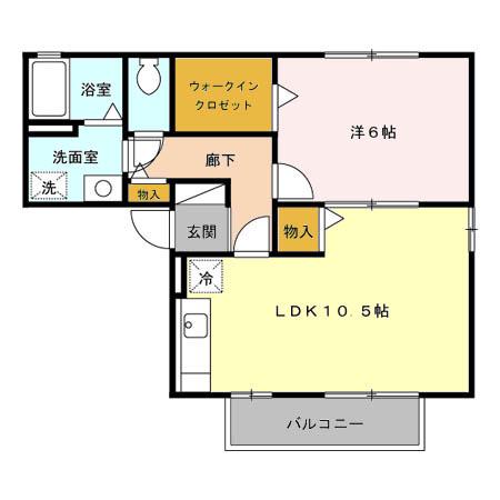 ラフィーネⅡ(1LDK/2階)の間取り写真