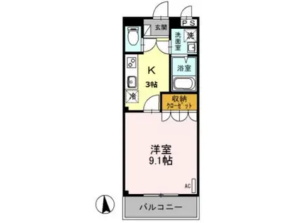 ODYSSEY(1K/2階)の間取り写真