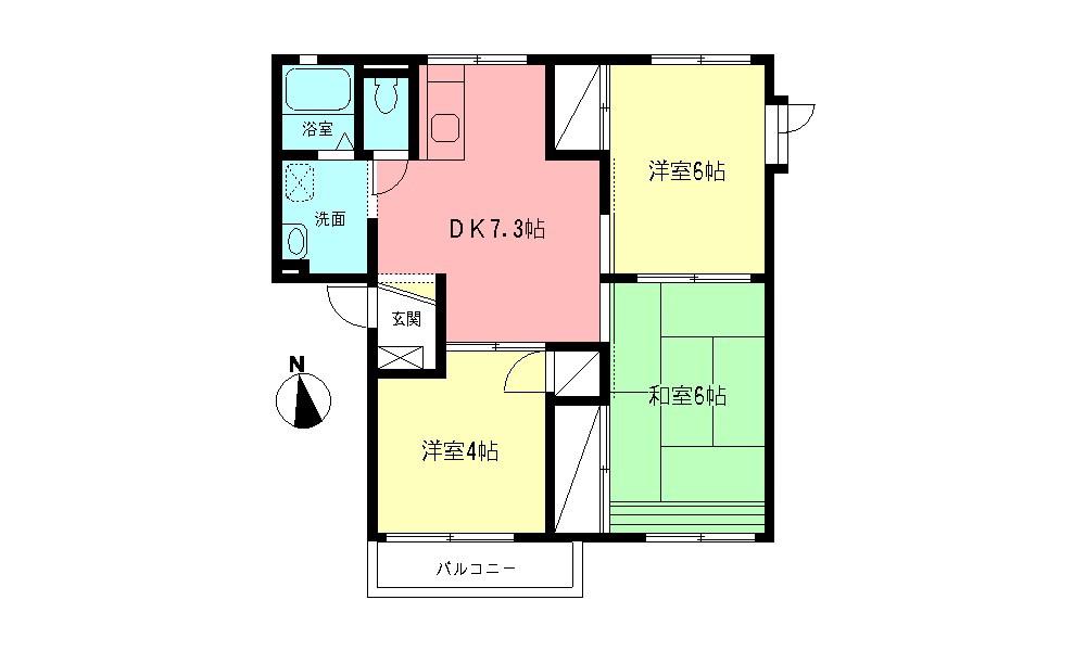 フレグランス渋沢Ⅲ(3DK/2階)の間取り写真