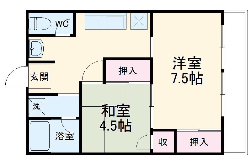 竹内荘・店舗Ⅱ(2K/2階)の間取り写真