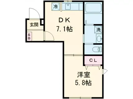 HALE LINO ハレリノ(1DK/1階)の間取り写真