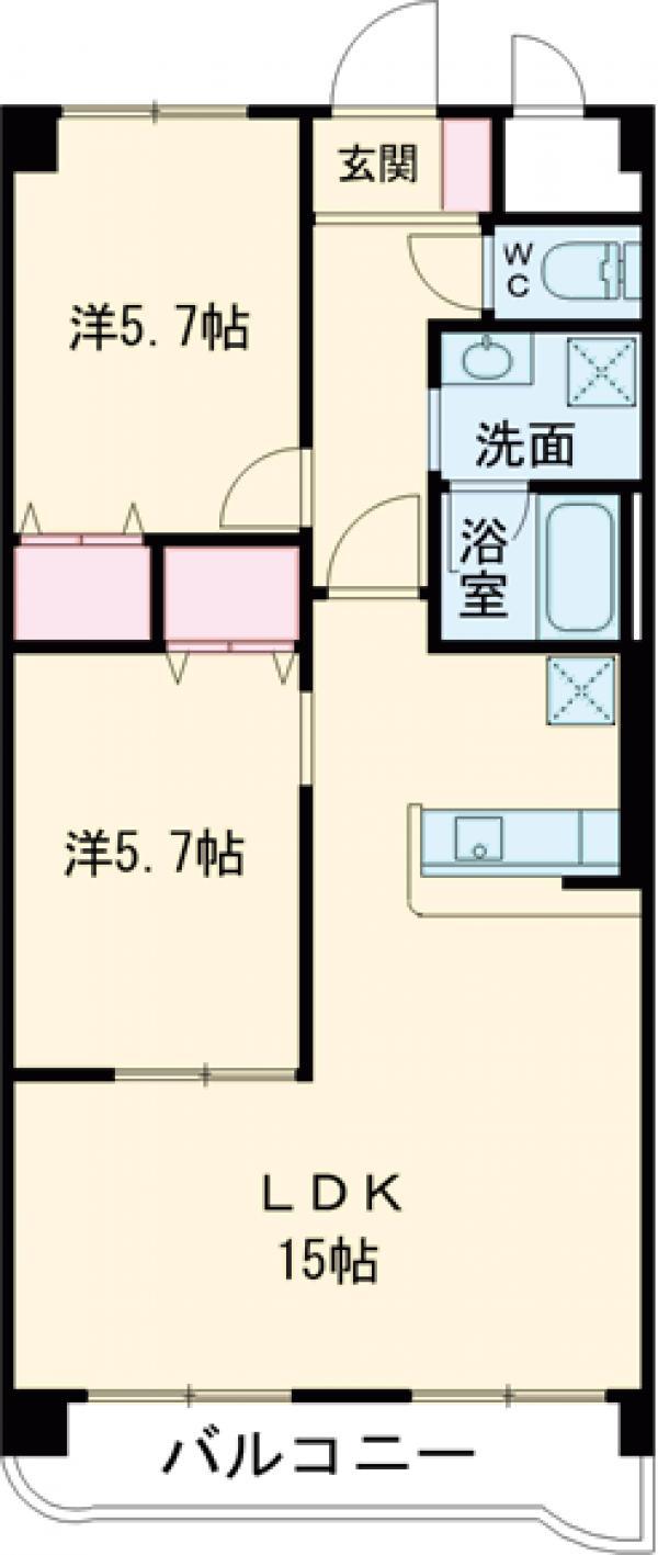 セントフィールド(2LDK/1階)の間取り写真