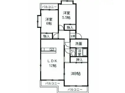 シャルマンシャトー(3LDK/3階)の間取り写真